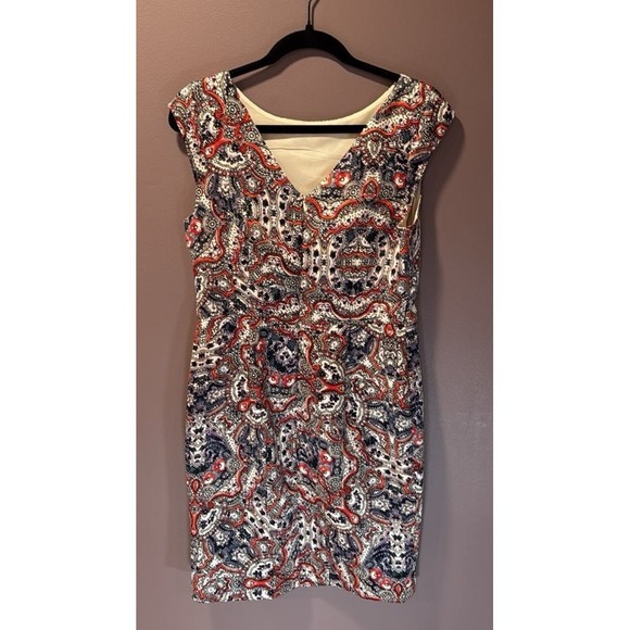 The Limited Paisley Bodycon Dress Sleeveless V Neck Career‎ Cocktail Party Sz 8 - Picture 9 of 10
